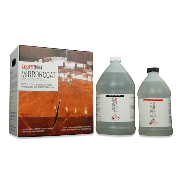 System Three Resins Mirror Coat BarTop Epoxy Resin Coating, 1.5 Gallon Kit, Clear 0500K46 - main